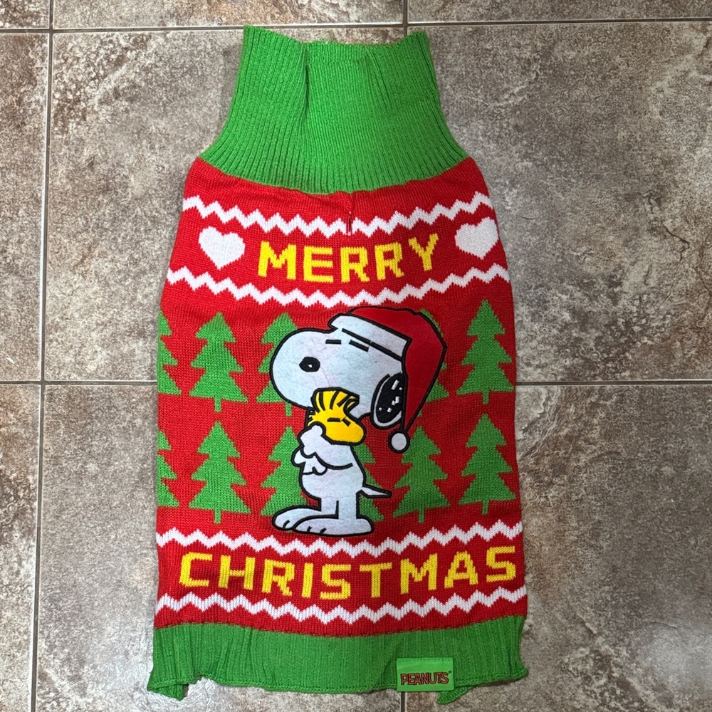 Peanuts Green and Red Christmas Dog Sweater